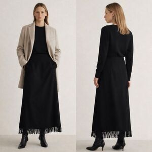 Pendleton Vintage Virgin wool maxi skirt with fringe